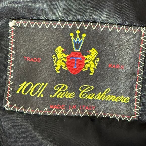 Vintage Mario Valente 100% Cashmere Black Trench Coat Made Italy 48 Men's XL - Picture 6 of 9